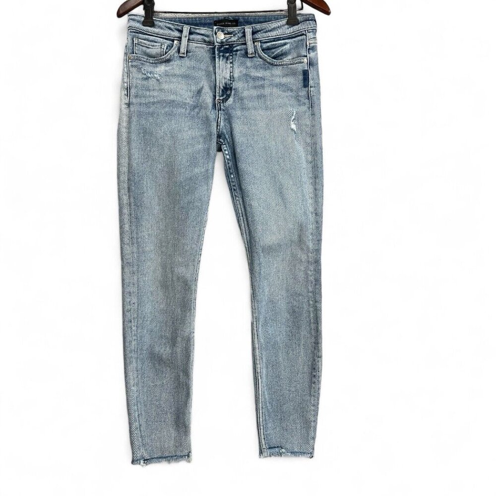 Silver Jeans Womens Size 28x26.5* Blue Skinny Distressed Denim